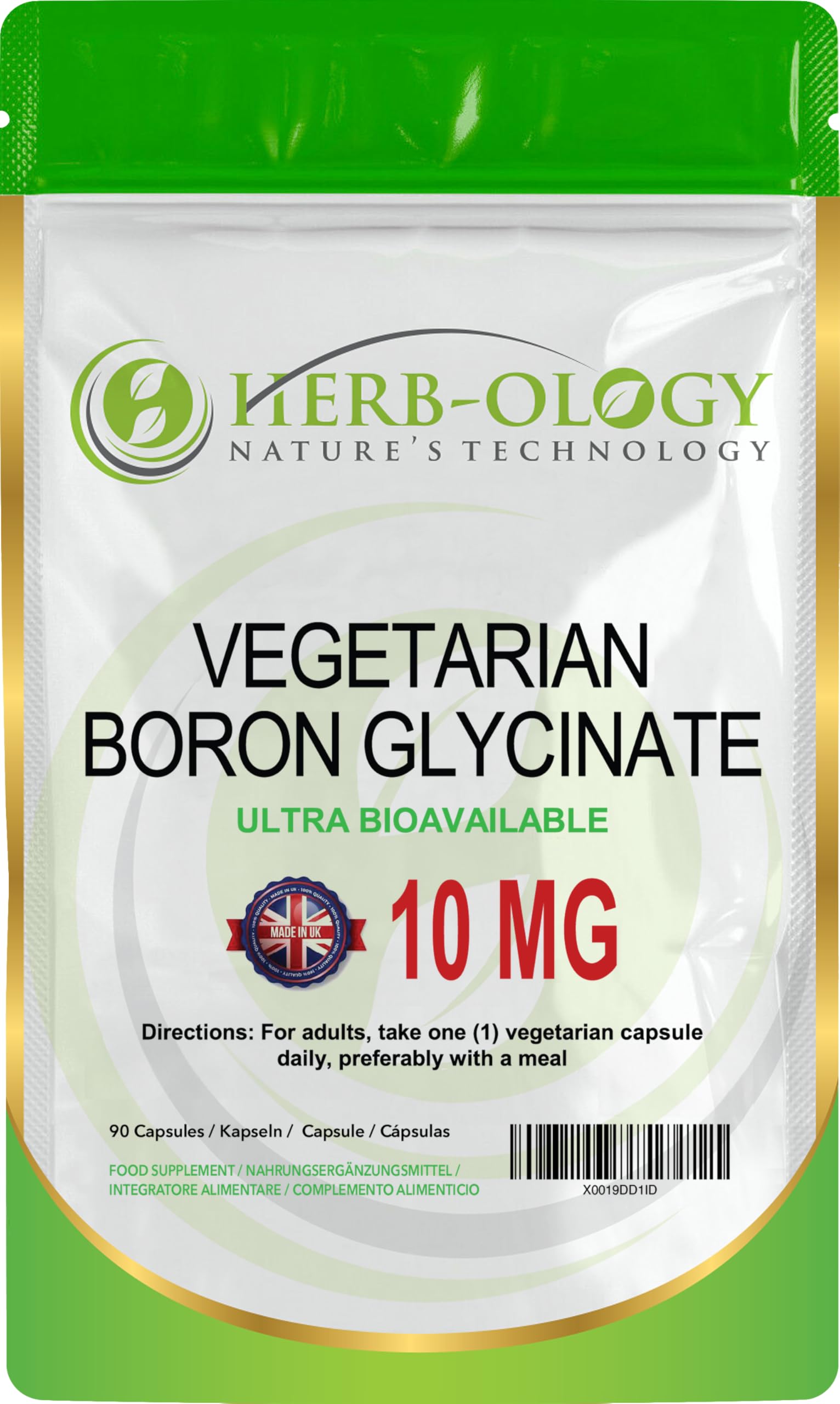 HB Boron Supplement | 90 Vegan High Strength Boron Capsules - 10mg per Serving | Non-GMO, Gluten, Dairy & Allergen Free | Manufactured in the UK