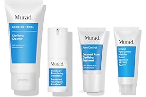 Murad 30-Day Acne Kit - 4-Piece Set $98 Value - Clarifying Cleanser 2.0 OZ, InvisiScar Treatment .5OZ, Outsmart Clarifying Treatment .8 OZ, & Oil & Pore Control SPF 45 .8 OZ