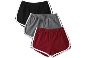 Tanseefly 3 Pack Cotton Yoga Short Pants Summer Running Athletic Shorts Women Dance Gym Workout Elastic Waist Shorts