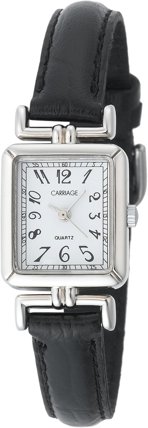 Carriage Women's C2A901 SilverTone Rectangular Case Black