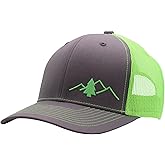 LINDO Trucker Hat [ Great Outdoors Design ] for Men and Women: Mid Profile Cap with Breathable Mesh Back and Adjustable Snap