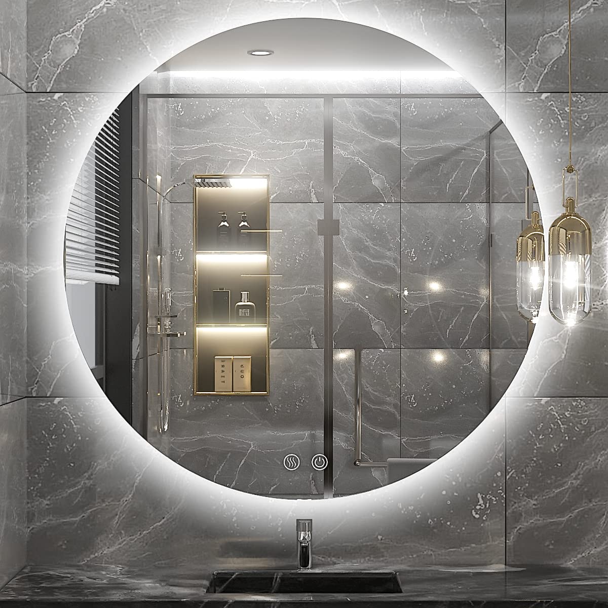 Photo 1 of FTOTI 30 Inch LED Backlit Round Mirror for Bathroom, Wall Mounted Round Mirror with Lights,Framless Lighted Vanity Cycle Mirror Dimmable Anti-FogLPNPMBF6566731