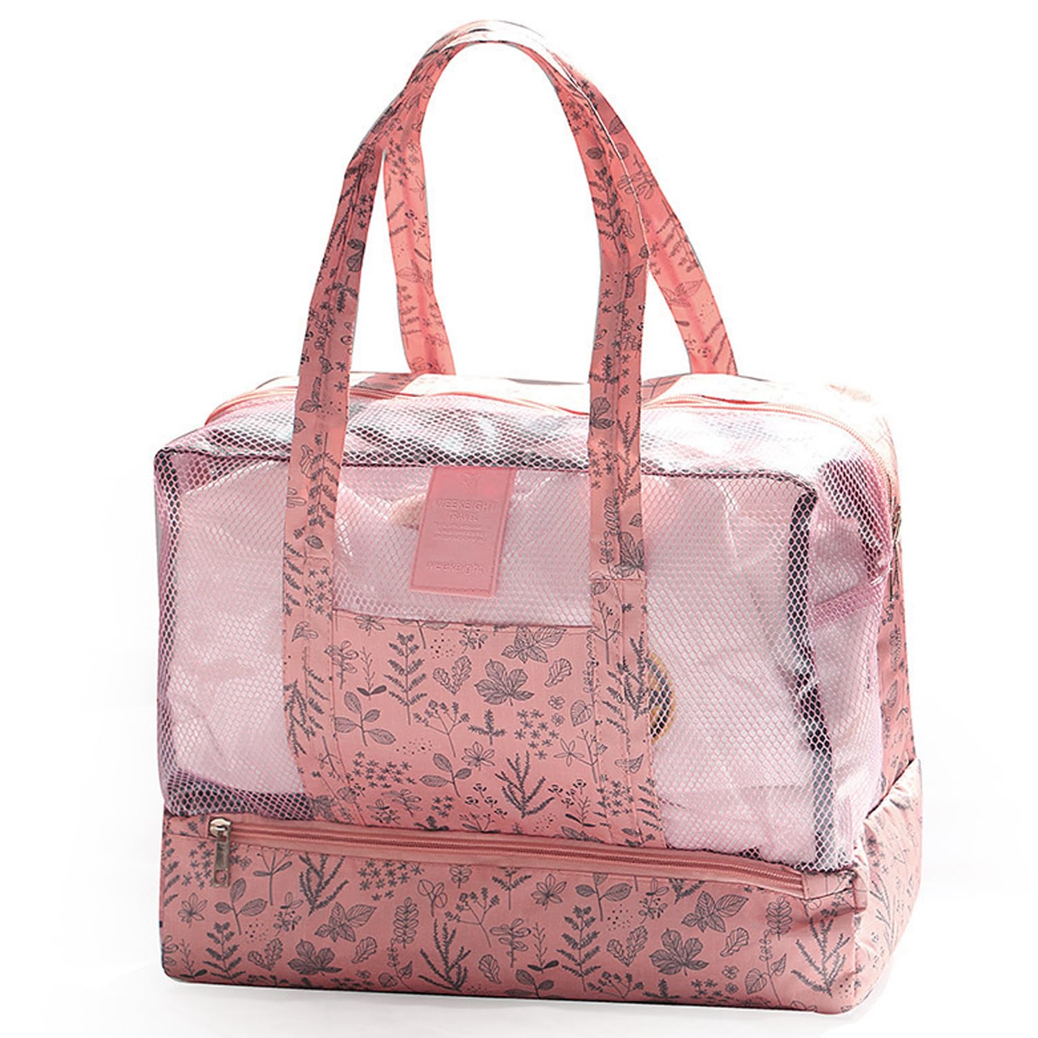 ITODA Mesh Beach Tote Bag Dry and Wet Separation Swimming Bag Large Capacity Waterproof Package Handbag Beach Case Canvas Fabric Bag for Women and Men