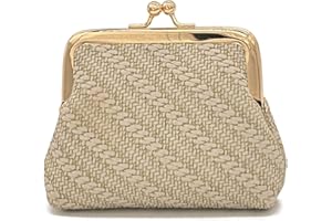 Lavogel Coin Purse, Kiss Lock Coin Purse for Women, Large Capacity Coin Pouch,Vintage Change Purse Cute Car Coin Holder for Women (2-Apricot)