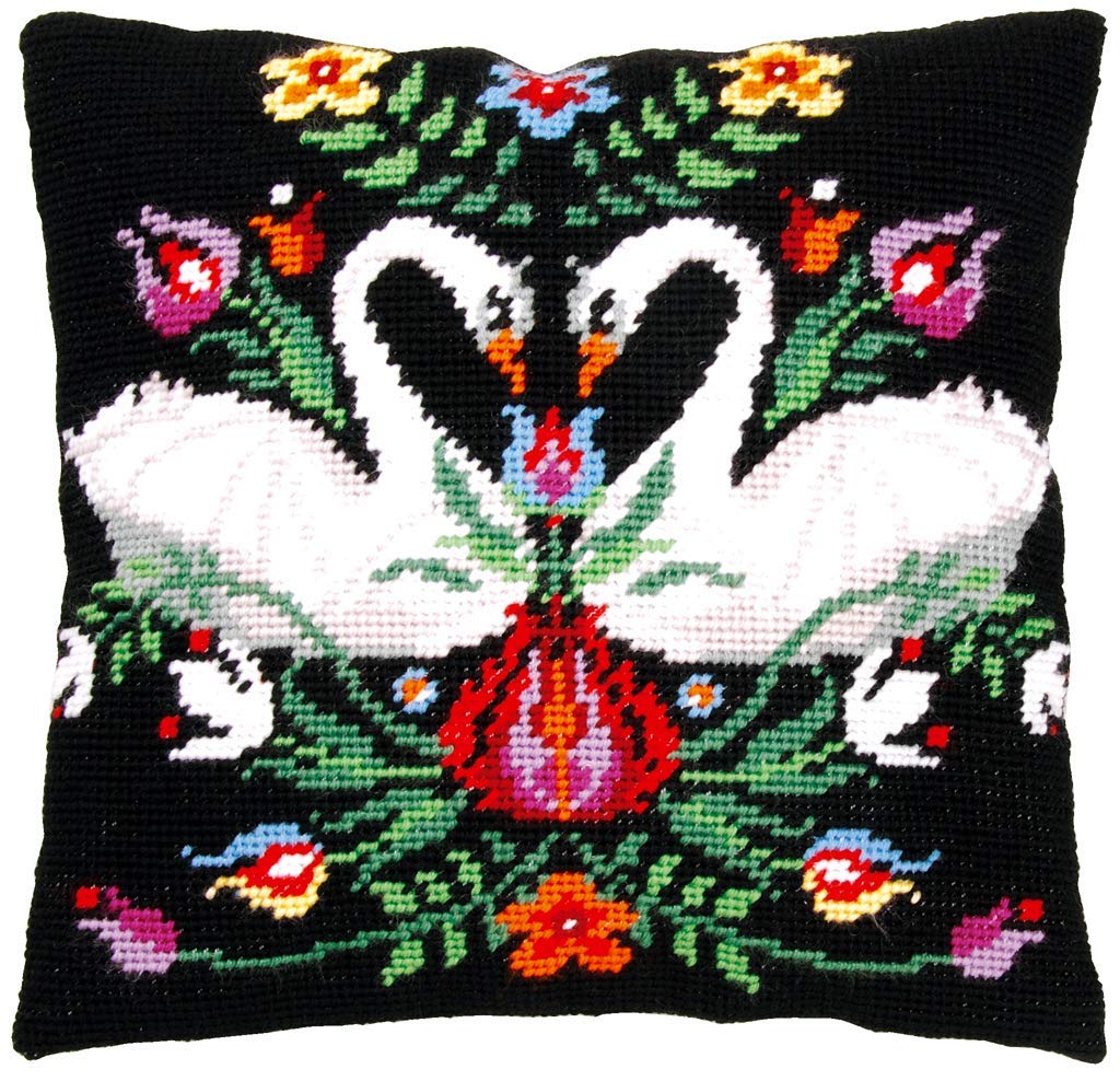Vervaco Tapestry Cushion Zara Satin Cross Stitch Embroidery Kit, Vorbeze Nice, Cotton, multicoloured, 40 x 40 x 0.3 cm