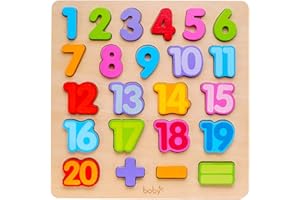 BOBY Wooden Number Puzzle Toys, ABC Letter & Number Puzzle for Toddlers 3 Year Old, Preschool Learning Toys for Kids, Educational Name Puzzles Gift for Boys and Girls