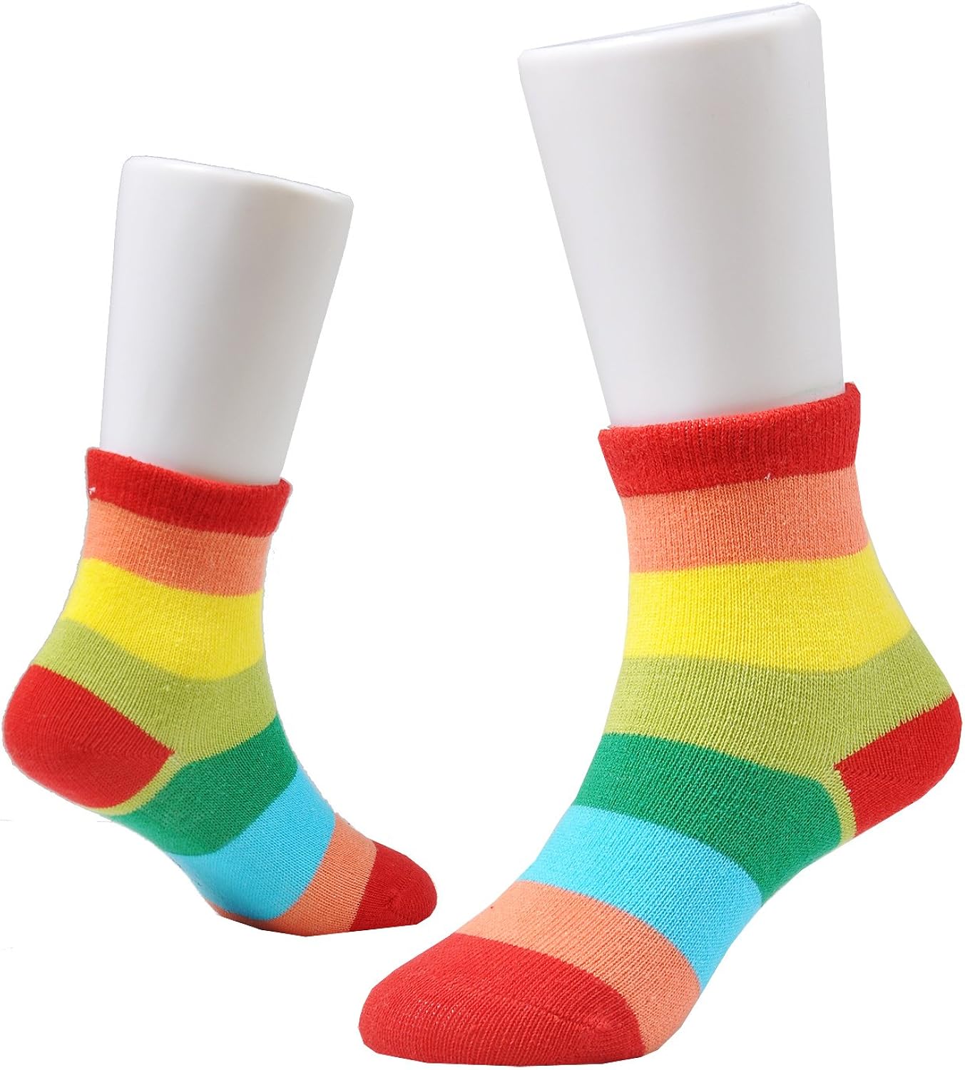 Epeius Kids Girls' 5 Pack Seamless Rainbow Stripes Crew Socks: Clothing