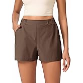 ODODOS Stretch Woven Relaxed Shorts for Women Elastic High Waist Summer Lightweight Casual Shorts with Pockets