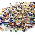 Lanyani Iridescent Crystal Mosaic Glass Bulk for Crafts, Bright Rainbow Small Glass Tiles Pieces for Mosaic DIY