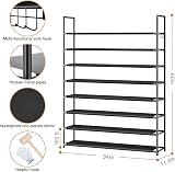 OYREL 8 Tier Shoe Rack 32-40 Pairs Black Non-Woven Storage Organizer view 6