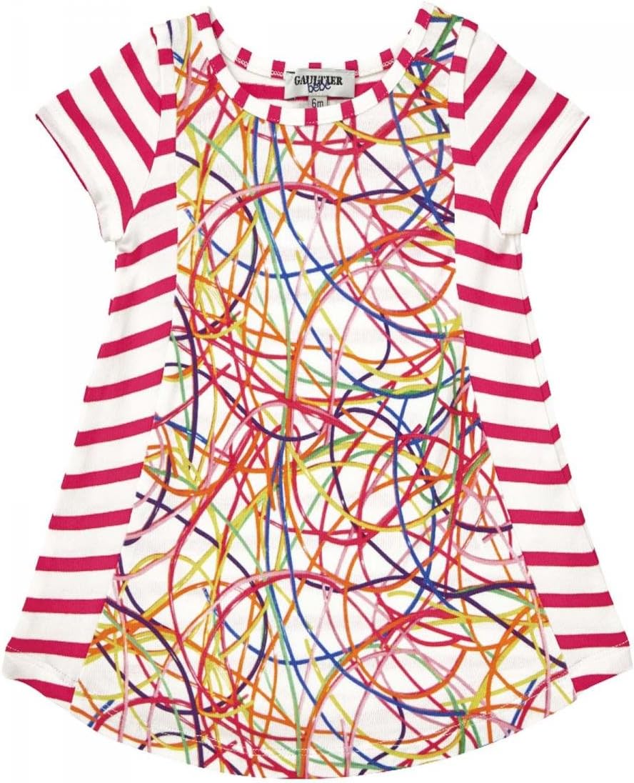 JUNIOR GAULTIER - Robe viscose elastane rayé rose framboise bébé fille Junior Gaultier