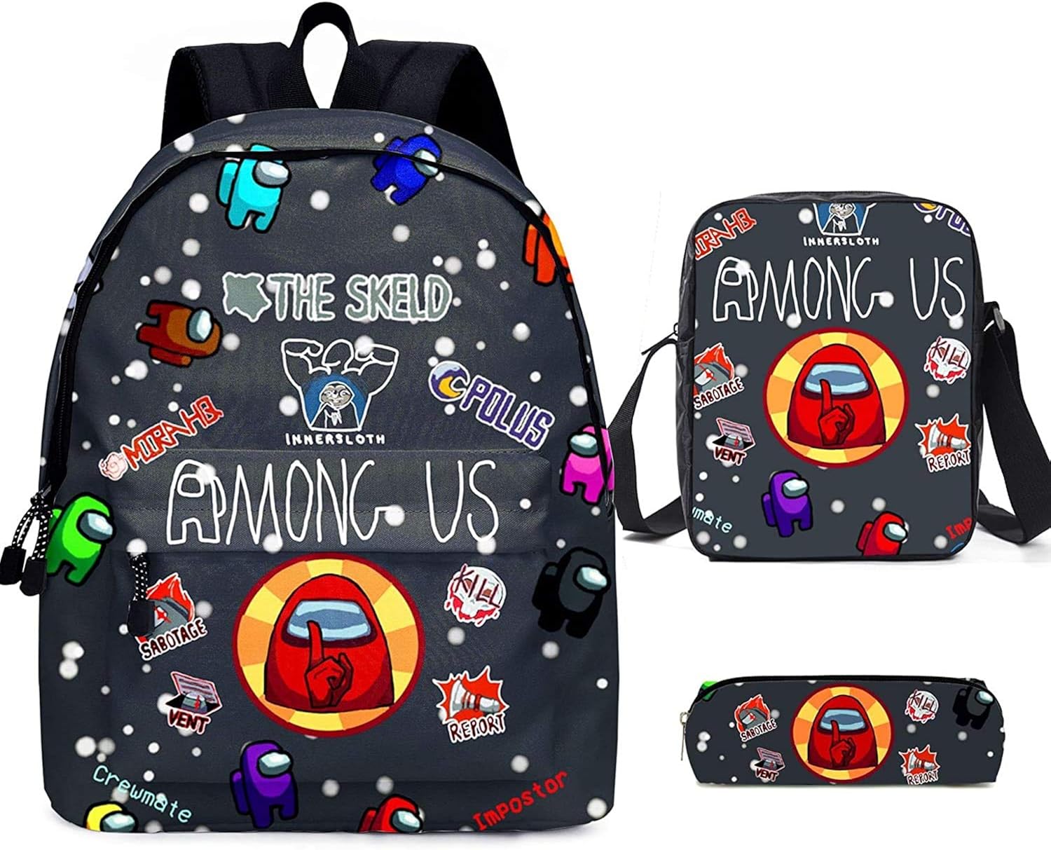 Lelesta 3Pcs Game Printing Among Us Backpack Boys with Lunch Bag Pencil