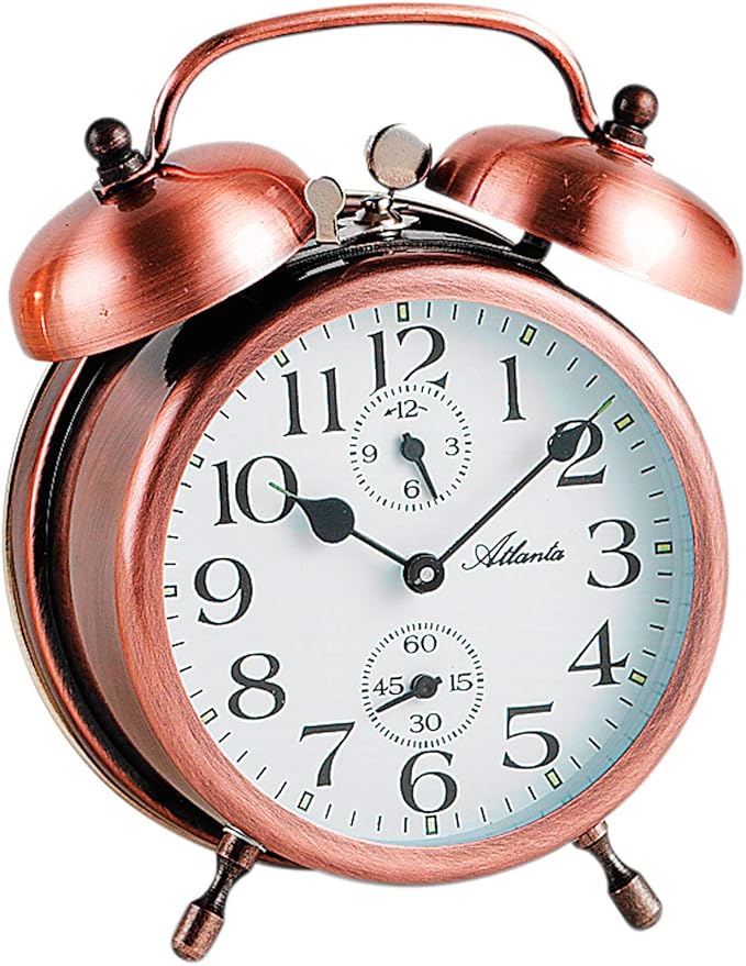 Atlanta 105818 Mechanical Bell Alarm Clock Copper Metal Manual Winding Amazon.co.uk Watches