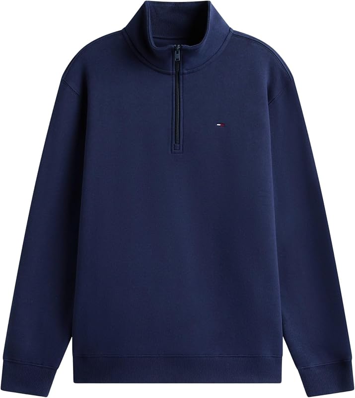 TJM Reg DM0DM20339 Sweat-Shirt en Polaire à col Montant 1/4 de Fermeture éclair pour Homme, Bleu Marine foncé, M