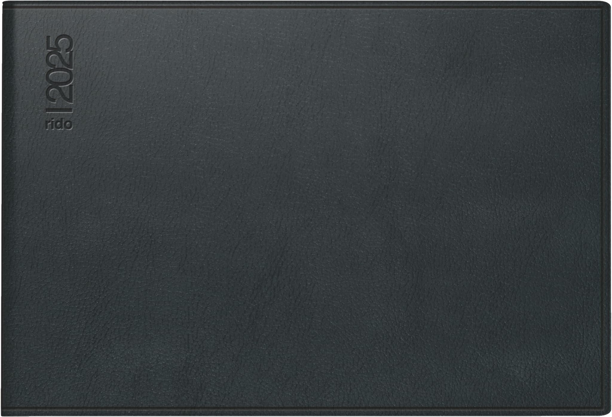rido/idé Pocket Diary Model Septimus (2025), 2 Pages = 1 Week, A6 Landscape, 128 Pages, Plastic Cover Skivertex, Black
