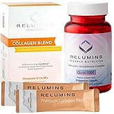Relumins Premium Marine Collagen Pineapple Flavor 10 Sachets and Gluta 1000 Vegetarian Capsule Skin Support - Bundle