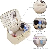Wandering Nature Travel Makeup Bag with Brush Compartment Beige PU Leather view 4