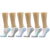Dr. Motion Womens Low Cut Cushioned Breathable Compression Ankle Socks with Arch Support 6 Pairs