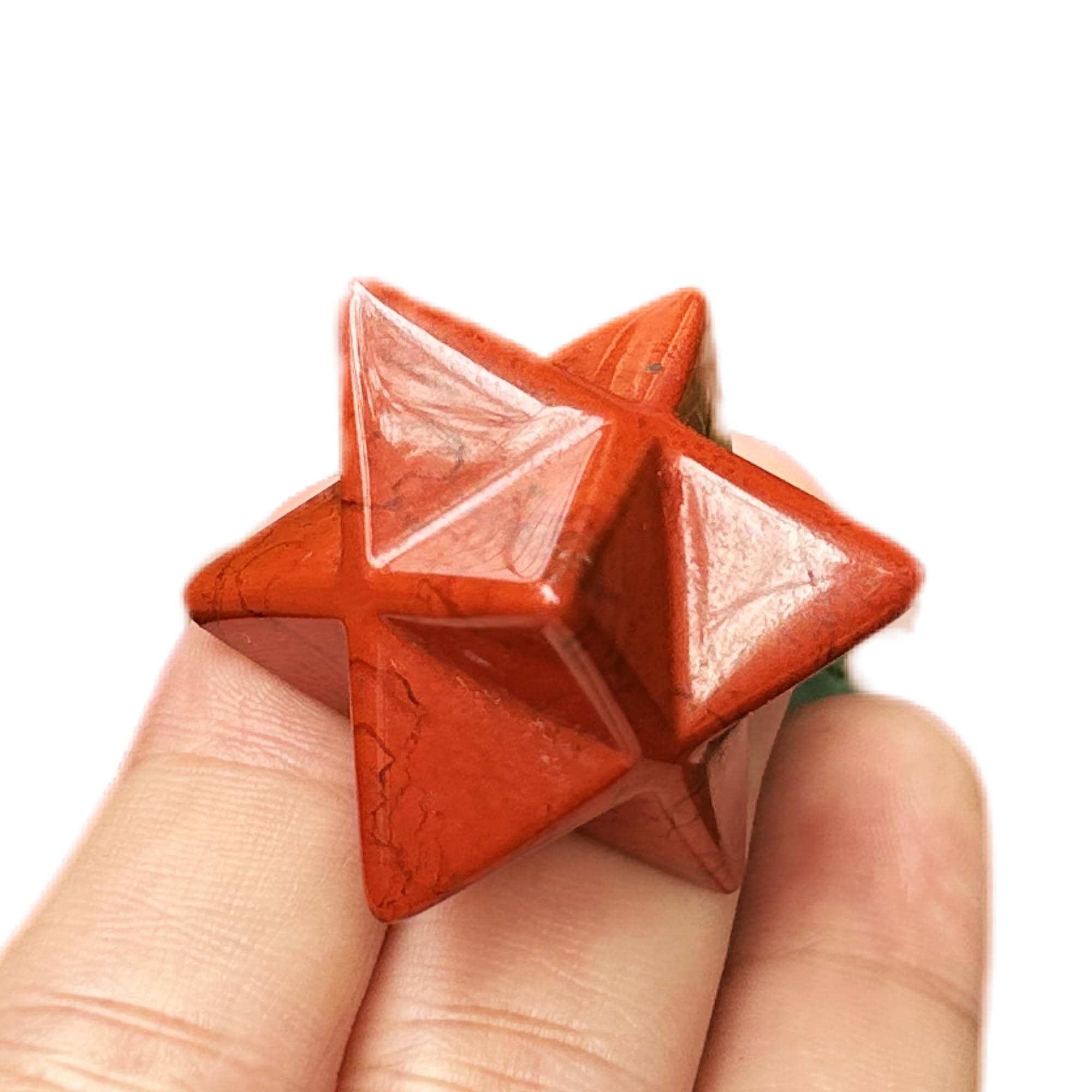 Manekieko Natural Red Jasper Merkaba Crystal Protection Sacred Meditation Energy Healing Chakra,25mm Hexagonal Star Crystals and Healing Stone