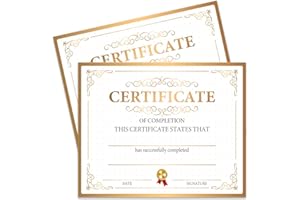 JIOJIO CHAN 25 Gold Certificate of Completion, Training Completion, Student Course Certificates of Achievement and Recognition, 8x10 Inches