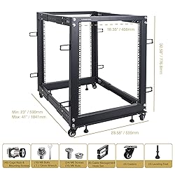 Sound Town 4-Post 15U Open Frame Sever and Network