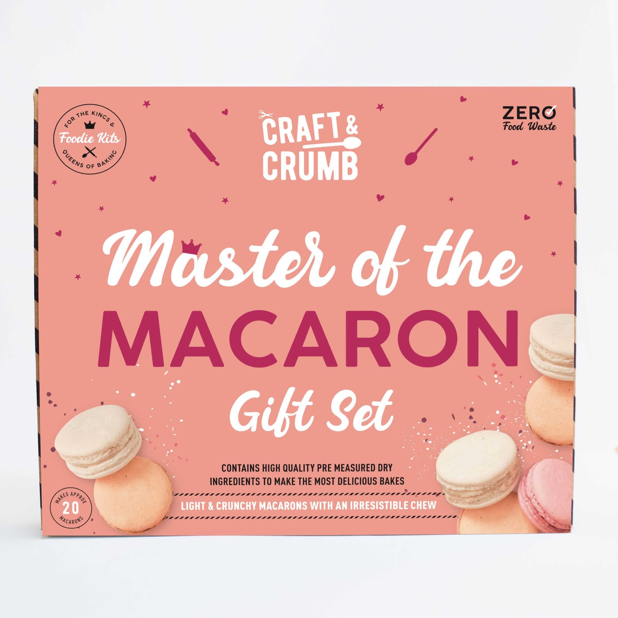 ​Craft & Crumb Master of The Macaron Kit - Home Macaron Baking Gift Set for Teens & Adults - Pre-Measured Cookie Mix, Piping Bags & Nozzles, Template Mat & More - Baking Gifts