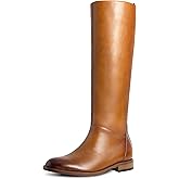 Women's Boots Knee High Flat Round Toe Low Heel Comfortable Side Zipper Long Tall Fall Riding Boots for Women
