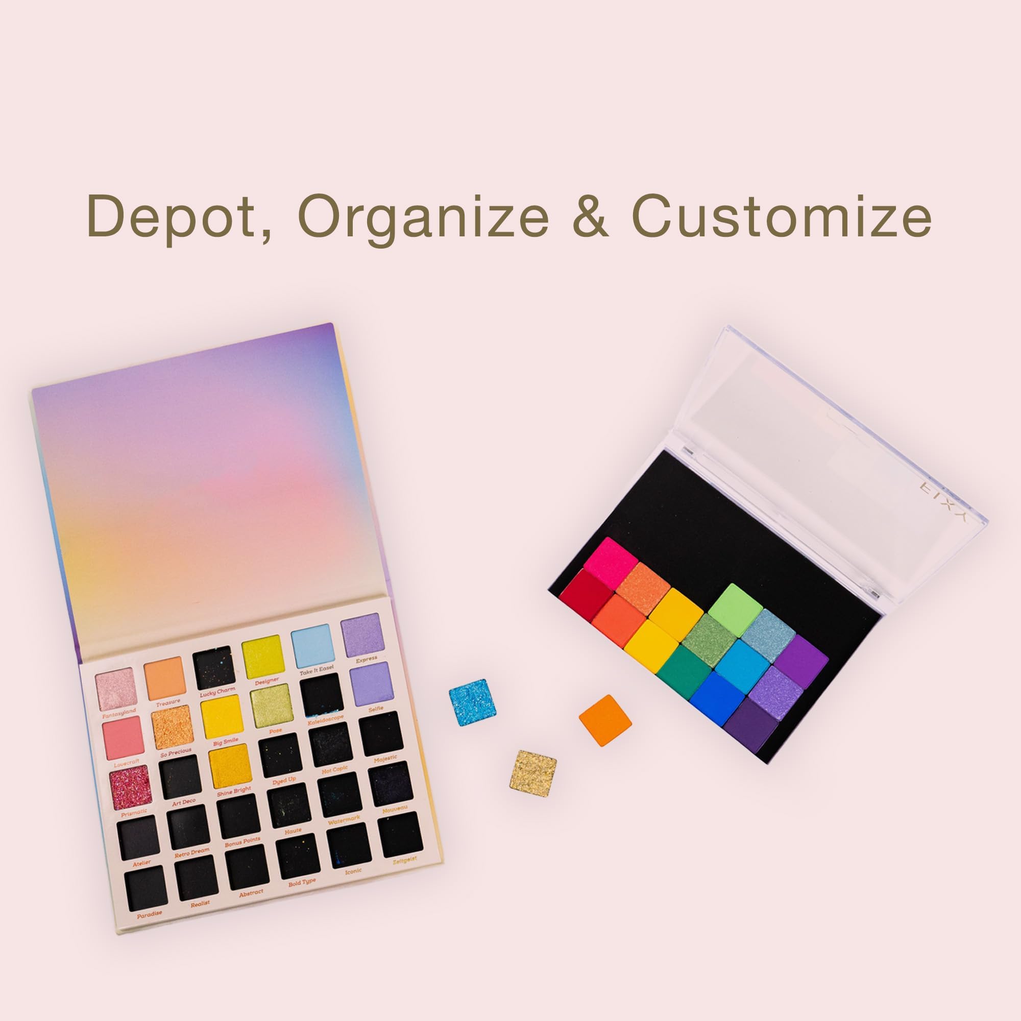FIXY Empty Magnetic Makeup Palette with Clear Top, Small Palette- Organize, Depot & Declutter Makeup - Customize Your Palette - Travel and Eyeshadow Organizer - 5.7