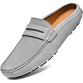Go Tour Mens Handmade Suede Leather Mules Clog Slippers Breathable Leather Slip on Shoes Casual Loafers