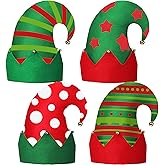 Jamntower 4 Pcs Christmas Elf Felt Hat with Bells Colorful Xmas Hats Unisex Holiday Outfit for Christmas Xmas Party Cosplay