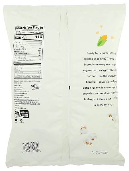 365 BY WHOLE FOODS MARKET, ORGANIC EXTRA VIRGIN OLIVE OIL AND SEA SALT POPCORN, 5 OUNCE