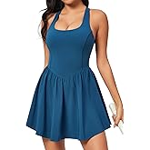 Ewedoos Tennis Dresses for Women with Shorts Underneath Easy Peezy Athletic Dress Workout Square Neck Golf Active Dress