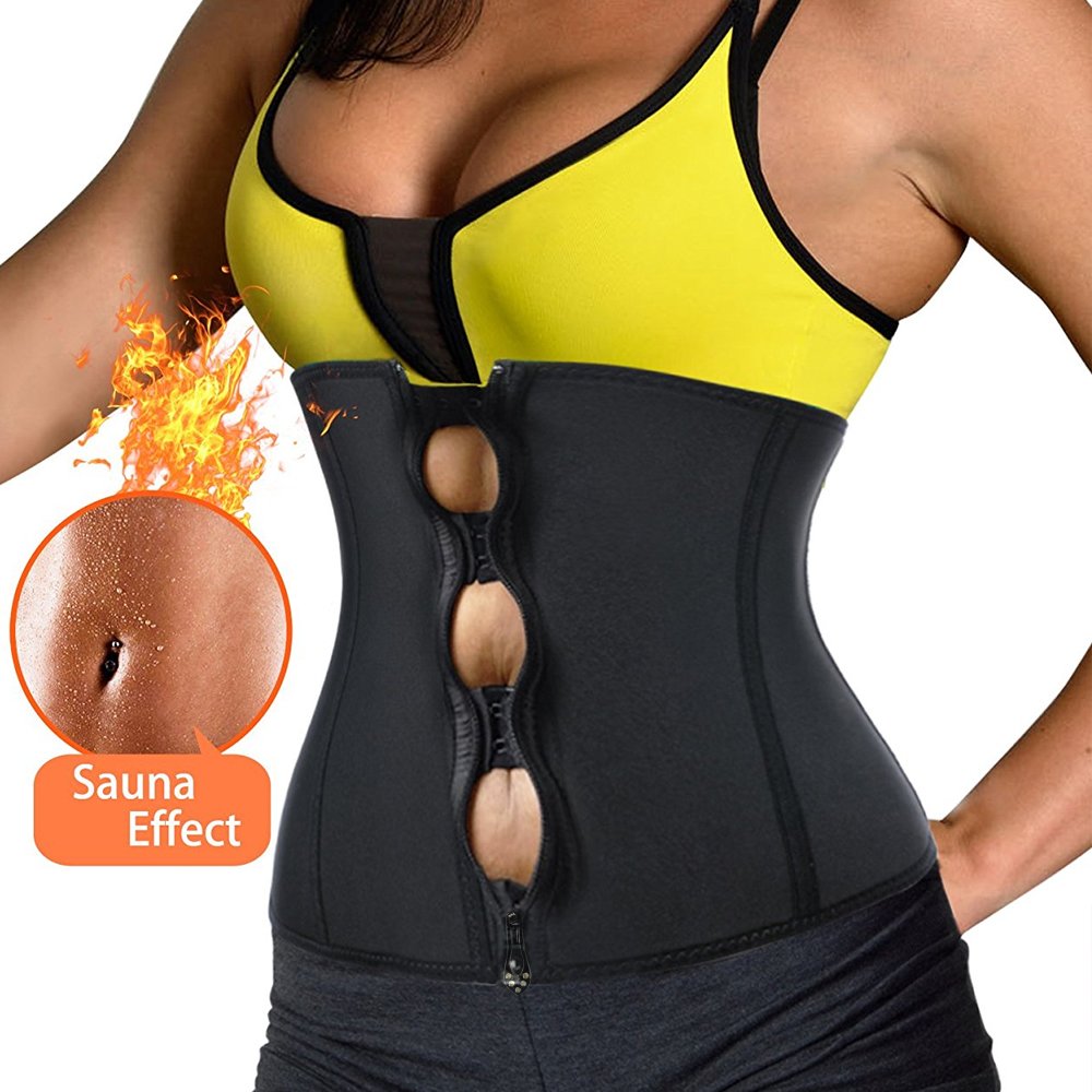 Women Waist Trainer,Women Hot Sweat Weight Loss Neoprene Workout Sauna Suit Corset Trimmer Belt Body Shaper Cincher With Zipper Slimming By Wishesport