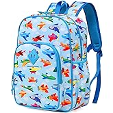 VASCHY Toddler Kids backpacks, Cute Lightweight Water Resistant Preschool Kindergarten Daypack SchoolBag Boolbag for Boys Planes