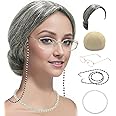 Cupohus Old Lady Costume 5pcs Set Grandma Granny Wig