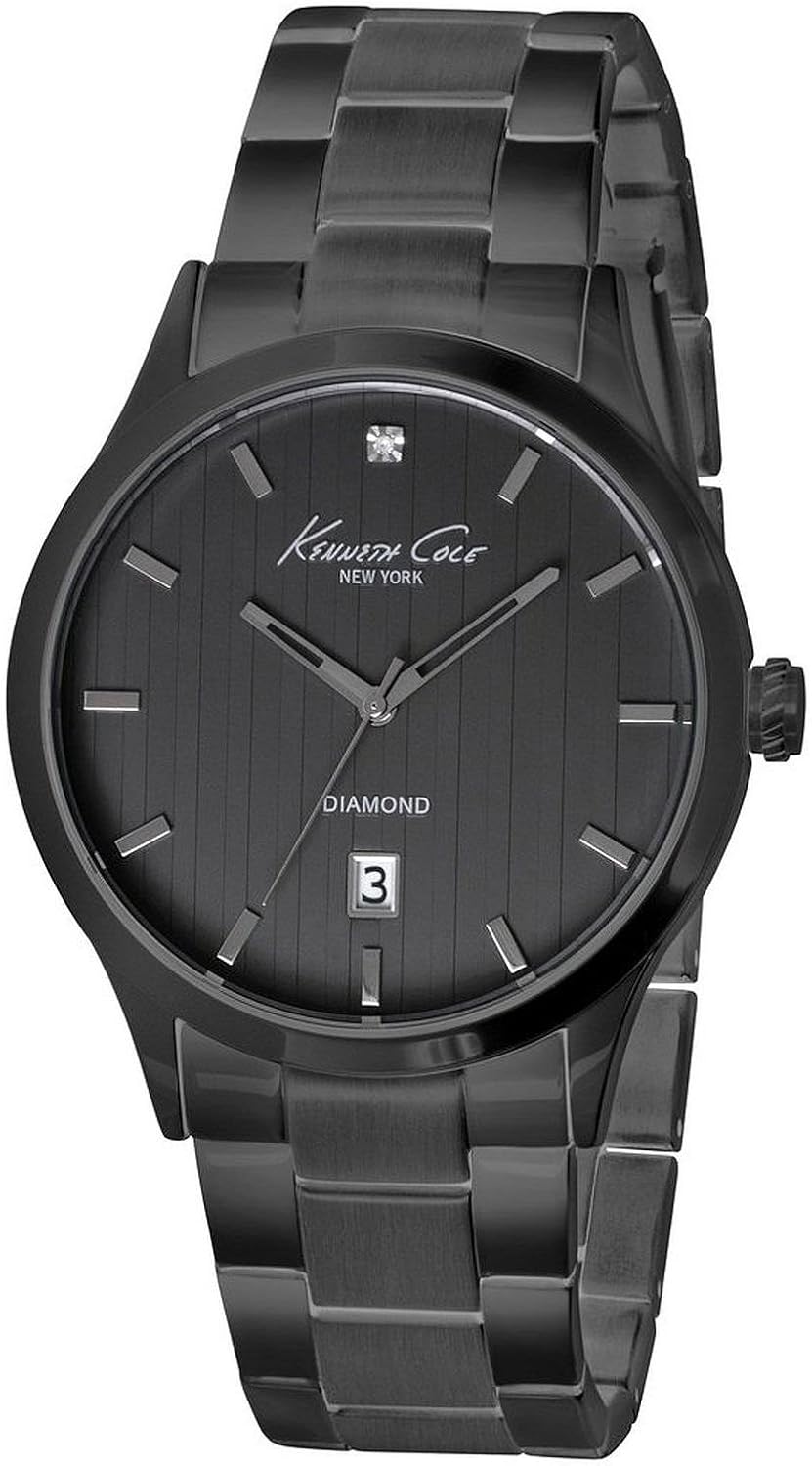 Cole New York Black Stainless Steel Diamond Mens