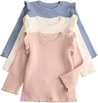 Pack de 3 Tops de Manga Larga de Punto gofrado (0-3 años) Mezcla De Rosa Niñas 2-3 años