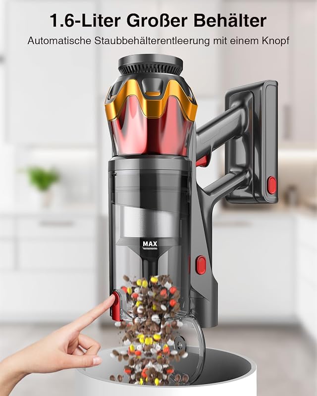 Akku Staubsauger Kabellos 45KPa/550W/65Min für Tierhaare/Teppiche/Hartböden — Foto 6 von 8