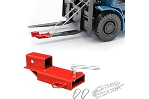 UTVJATV Forklift Trailer Hitch Attachment, 2 Inch Hitch Receiver Pallet Fork Trailer Towing Adapter with Safety Chain,1PC(Red