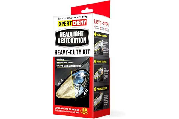 XPERTCHEMY Headlight Restoration Kit-Headlight Cleaner Removing The Heavy-Duty Yellowing, Clouding and Stains, Even Buffs Out