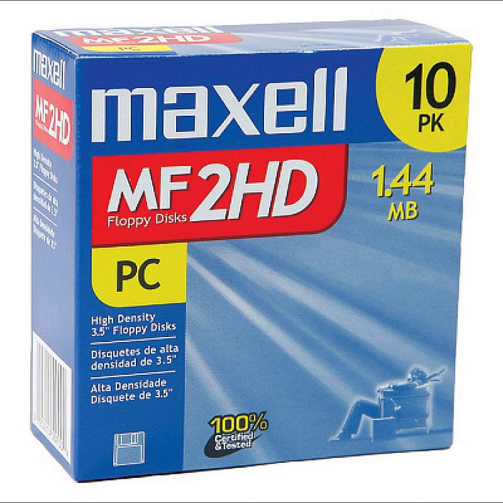 Maxell MF2HD 3.5 Inch 1.44MB Hi-Density Pre-Formatted Floppy Disks (10-Pack)