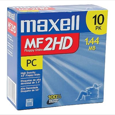 Maxell MF2HD 3.5 Inch 1.44MB Hi-Density Pre-Formatted Floppy Disks (10-Pack)