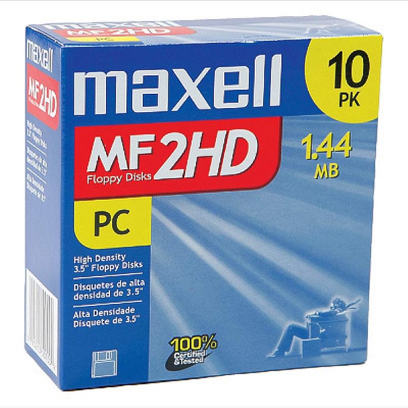 Maxell MF2HD 3.5 Inch 1.44MB Hi-Density Pre-Formatted Floppy Disks (10-Pack)