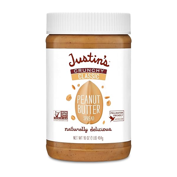 JUSTIN’S CRUNCHY CLASSIC PEANUT BUTTER 16OZ. JAR, GLUTEN...