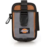 Dickies 2-Compartment Large Phone Pouch, Universal-fit Steel Clip for Tool Belt, Security Strap Over Phone, Carabiner for Quick-Clip Key Storage