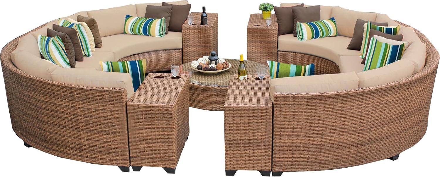 Amazon Com Tkc 11 Piece Laguna 11b Outdoor Wicker Patio Furniture Set Wheat Garden Outdoor