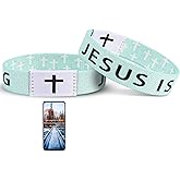 Pmormyy Daily Bible Verse Jesus is King Bracelet, Christian Jesus Wearable Bracelet Wristband for Women Men