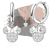 Mouse Bow Earrings Sterling Silver Mouse Cute Hoop Earrings for Women Hypoallergenic Cubic Zirconia Lovely Animal Hoop Earrin