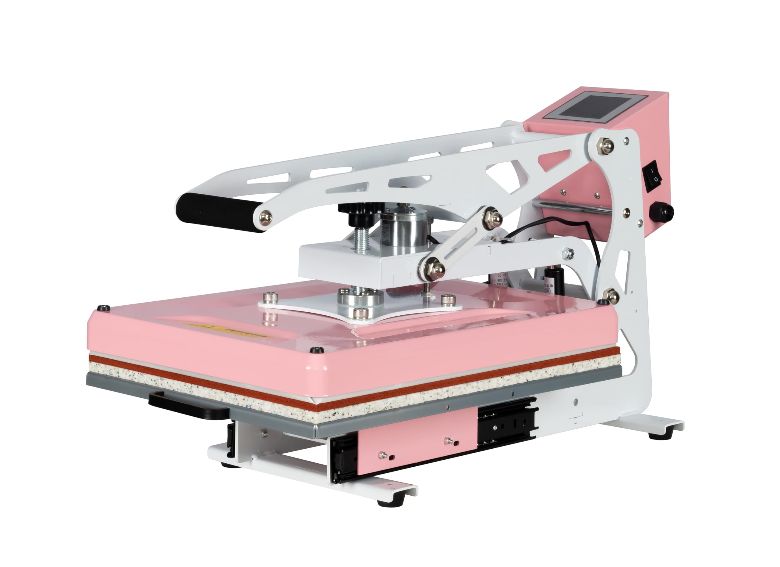 Photo 1 of ***SIMILIAR ITEM*** 13x18 Semi-Automatic Heat Press Machine with Auto Open and Slide-Out Base (Pink+White, 13'' x 18'' (33 x 45cm))