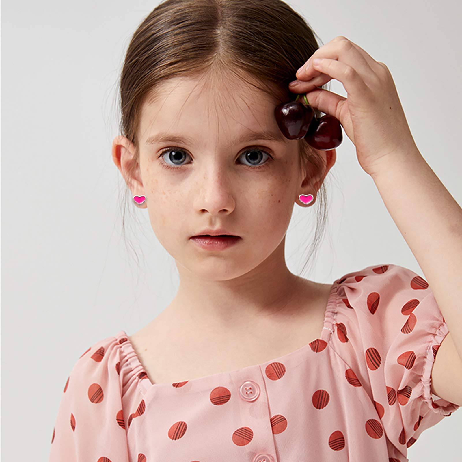 NEWITIN 100 Pairs Colorful Cute Earrings for Girls Sensitive Ears Hypoallergenic Girl Stud Earrings Set Stainless Steel Cartoon Stud for Girls and Women